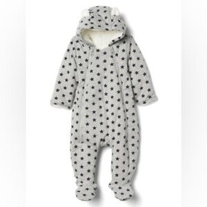 Baby Gap Cozy Sherpa Lined Hooded Footed Zip One Piece Coverall